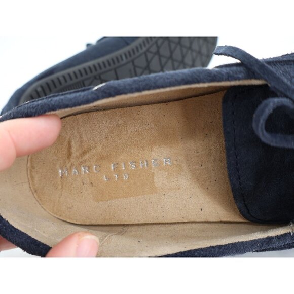 Marc Fisher Uleena Mocassin Loafer Size 10 Blue Suede Slip On Comfy Flat Shoes - Picture 7 of 9